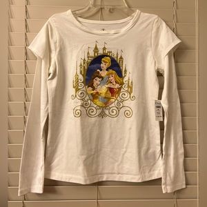 NEW- Disney Store Princess Girls Large (10/12) White Long Sleeve Cotton Shirt
